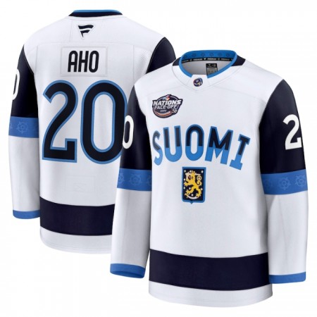 Mænd Finland Trøje 4 Nations Face Off 2025 Fanatics Premium Sebastian Aho Hvid